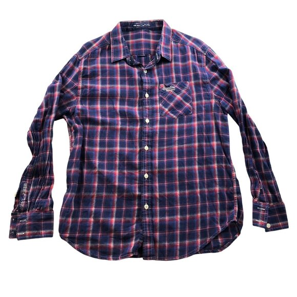 Super Dry Mens The Paperweight Shirt Size XXL Plaid Long Sleeve Button Up Casual - Picture 1 of 14
